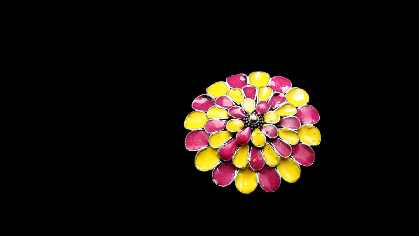 Enamel Bloom Multi Coloured Finger Ring