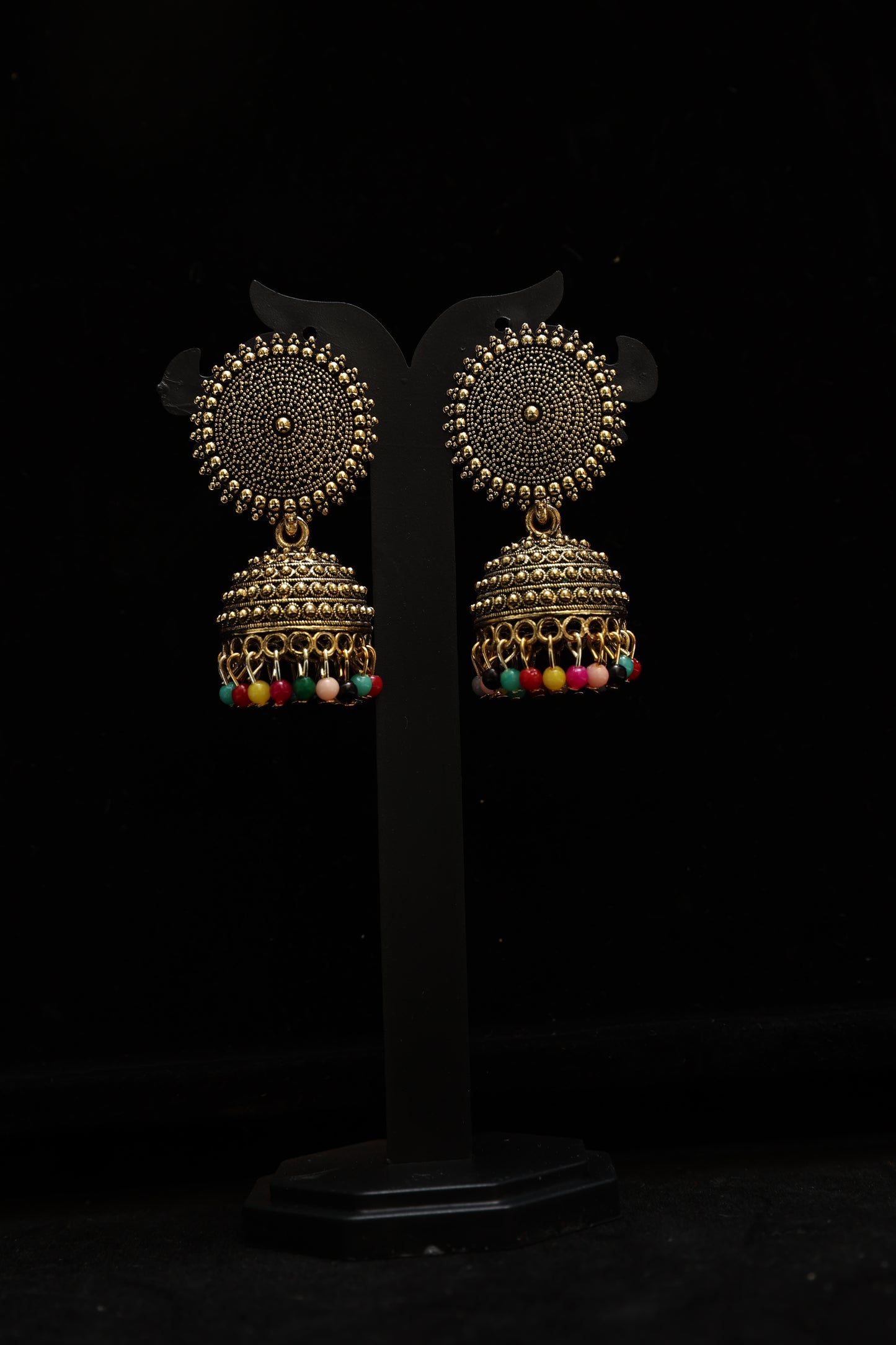 Ornate Heritage Oxidized Gold Jhumka Earrings