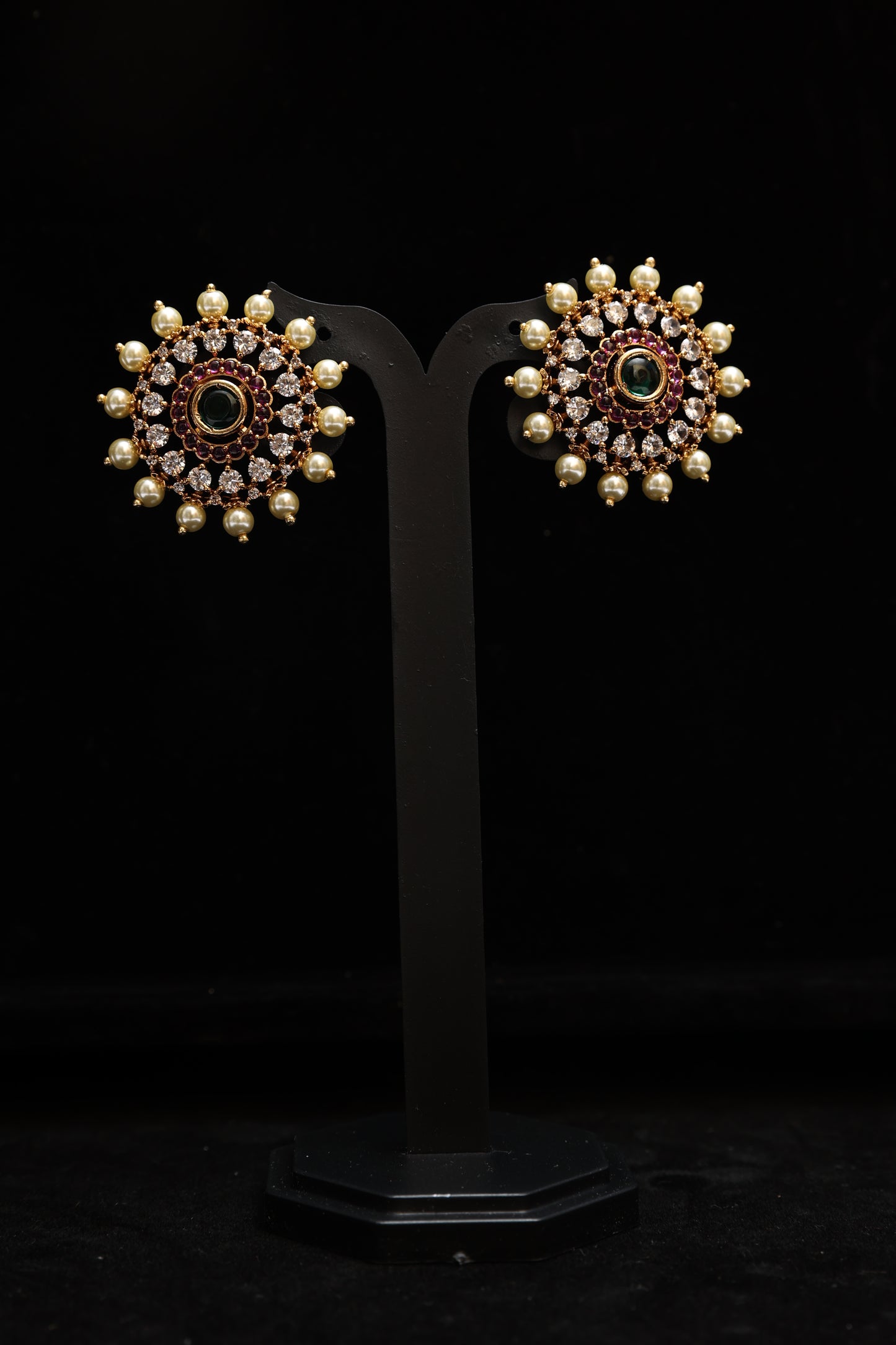 Lustrous Gemstone Halo Stud Earrings