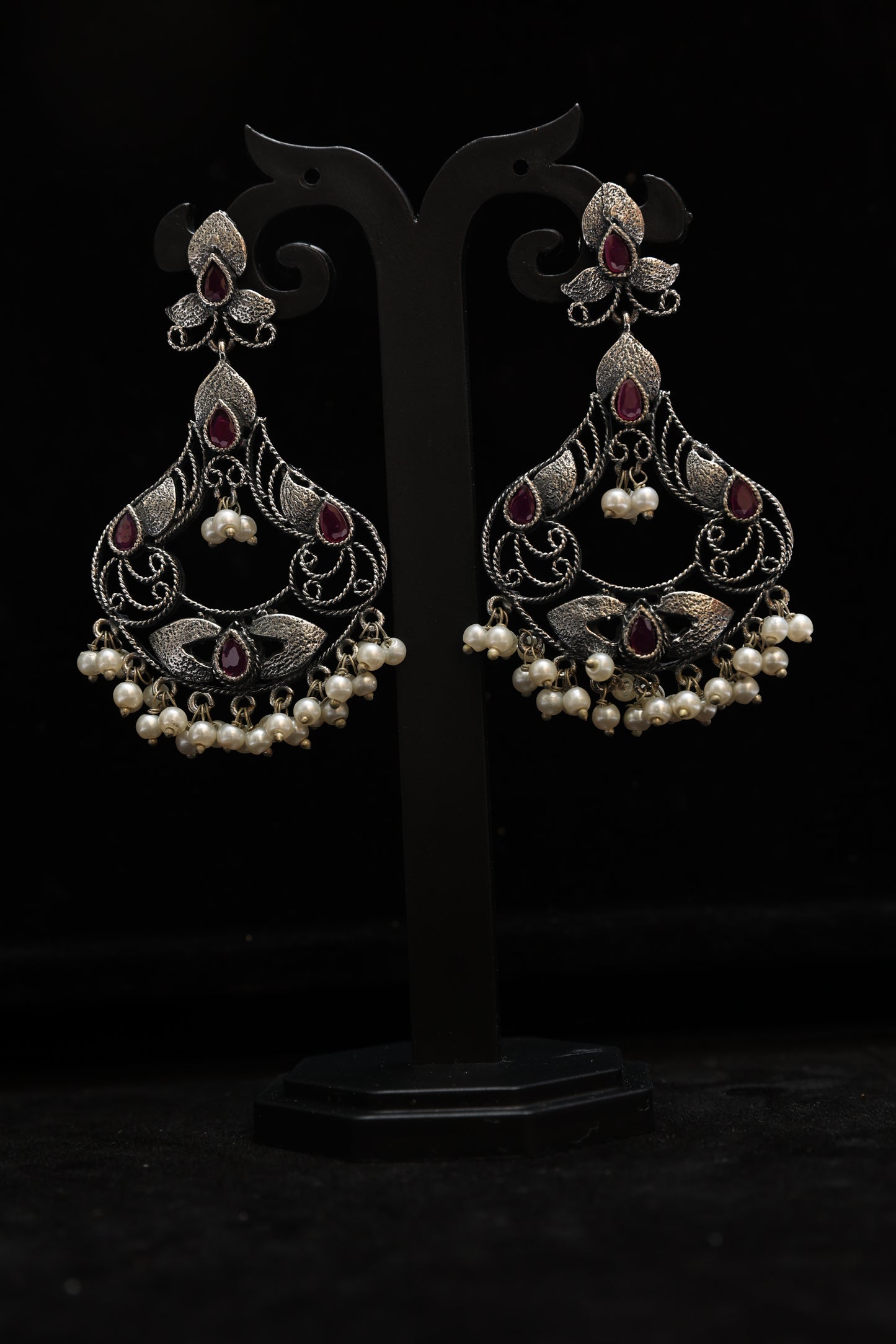 Timeless Silver Filigree Pearl Earrings