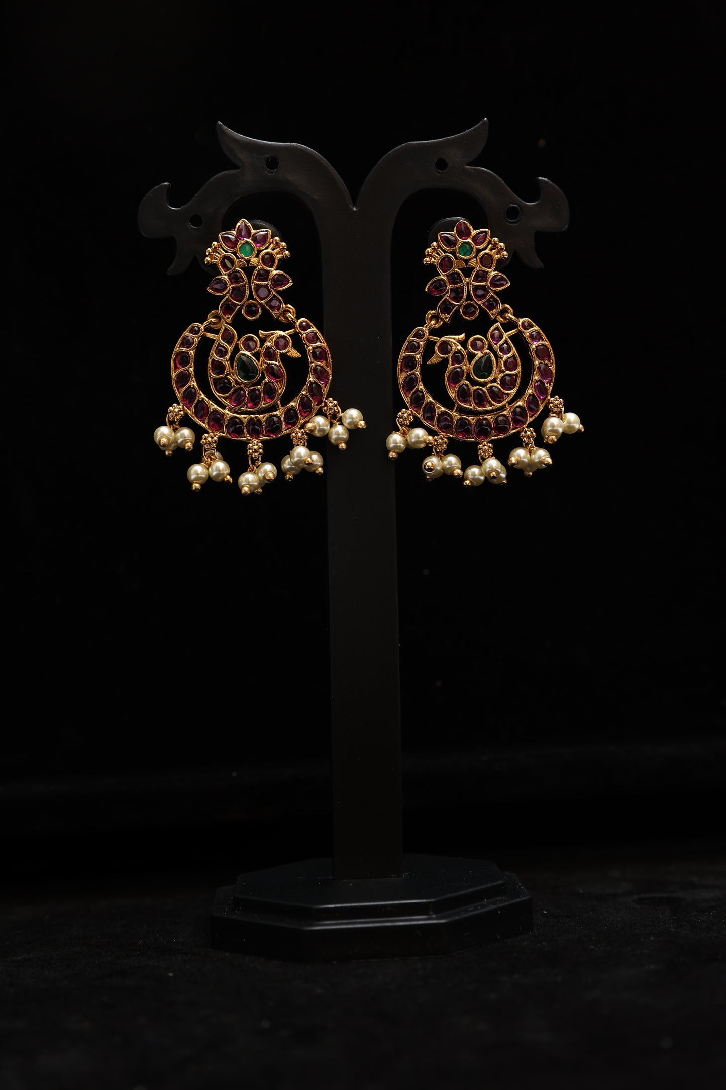 Majestic Peacock Inspired Gold Earrings
