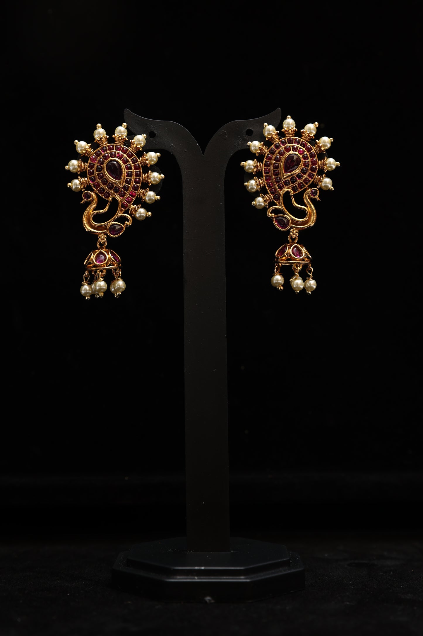 Exquisite Paisley Pearl Drop Earrings