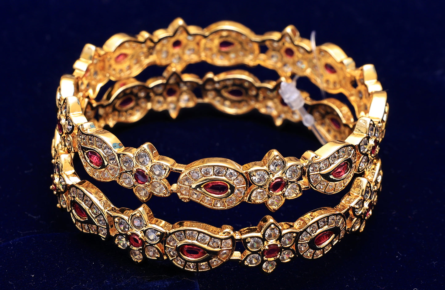 Beautiful Stone Studded Gold Bangle Set