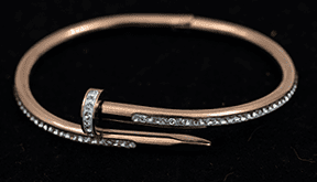 Elegant Nail-Inspired Gold-Toned Bangle Bracelet
