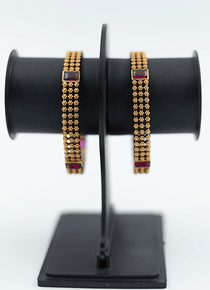Luminous Floral Filigree Gold-Toned Bangles Set