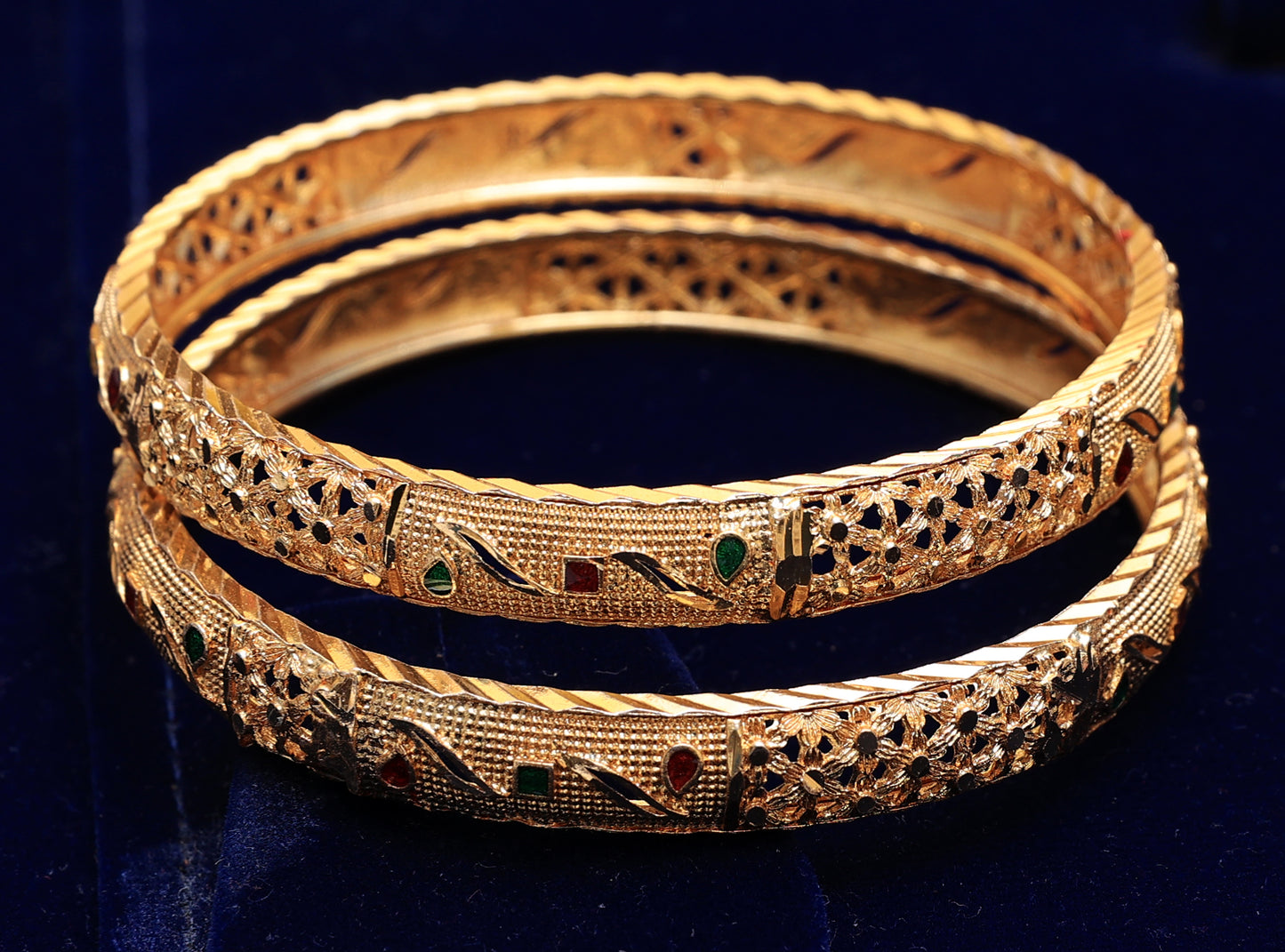 Simply Elegant Geometric Gold Toned Bangles