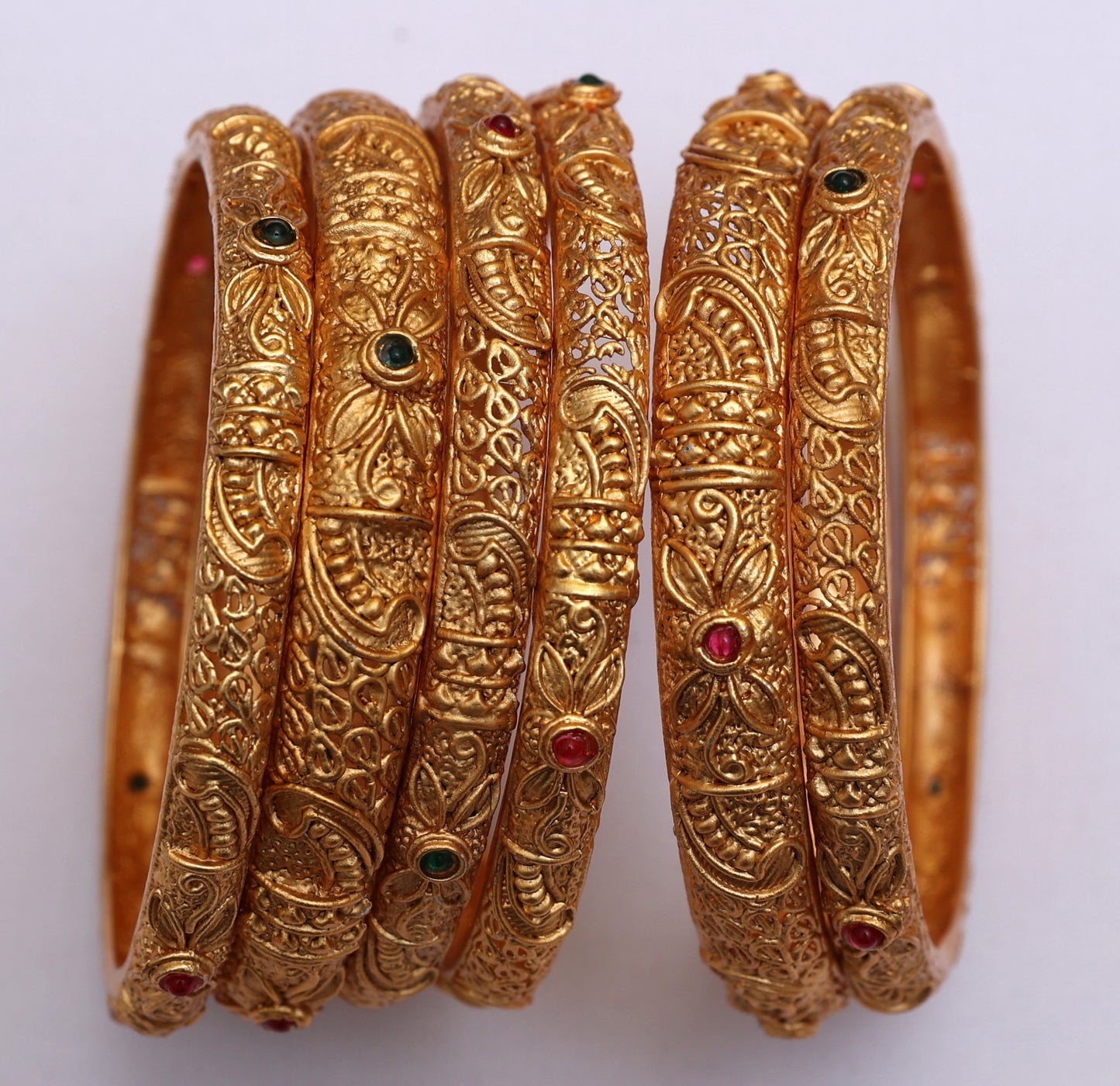Magnificent Filigree Work Gold Bangles Set