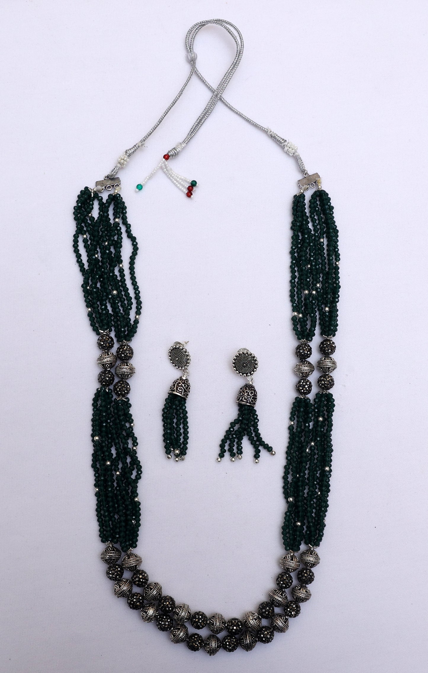 Gleaming Green Colour Beaded Necklace Set