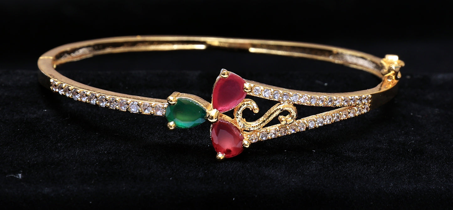 Stone Studded Floral Bangle Bracelet