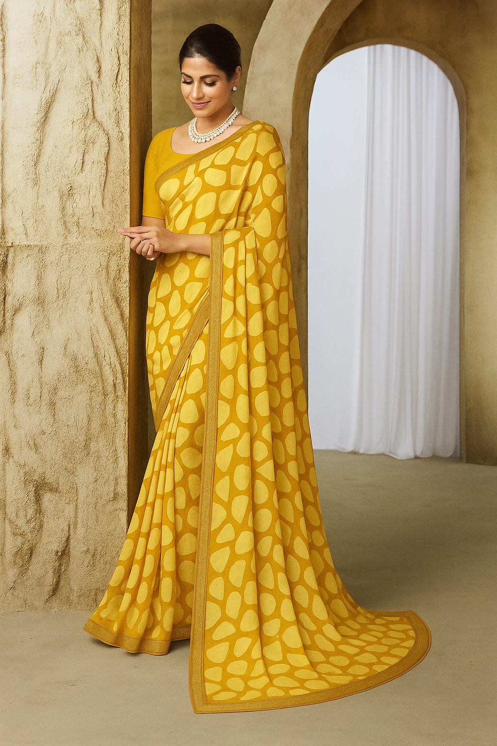 Sunny Yellow Pre Draped Saree