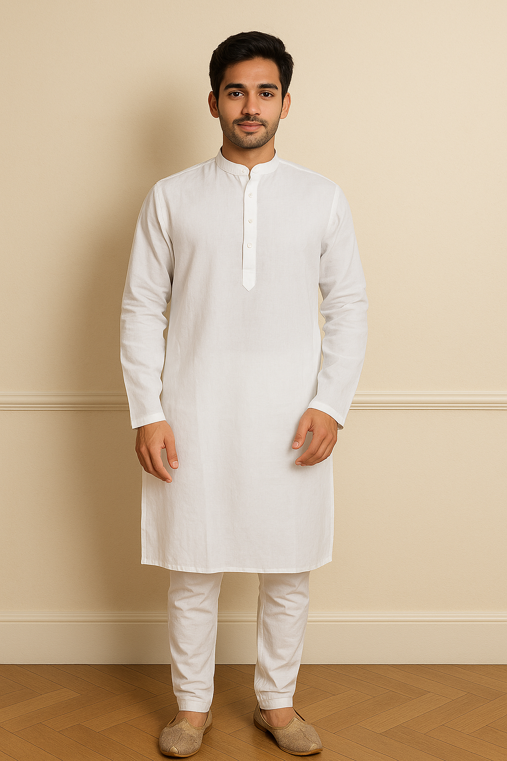 Mens Exquisite White Solid Kurta