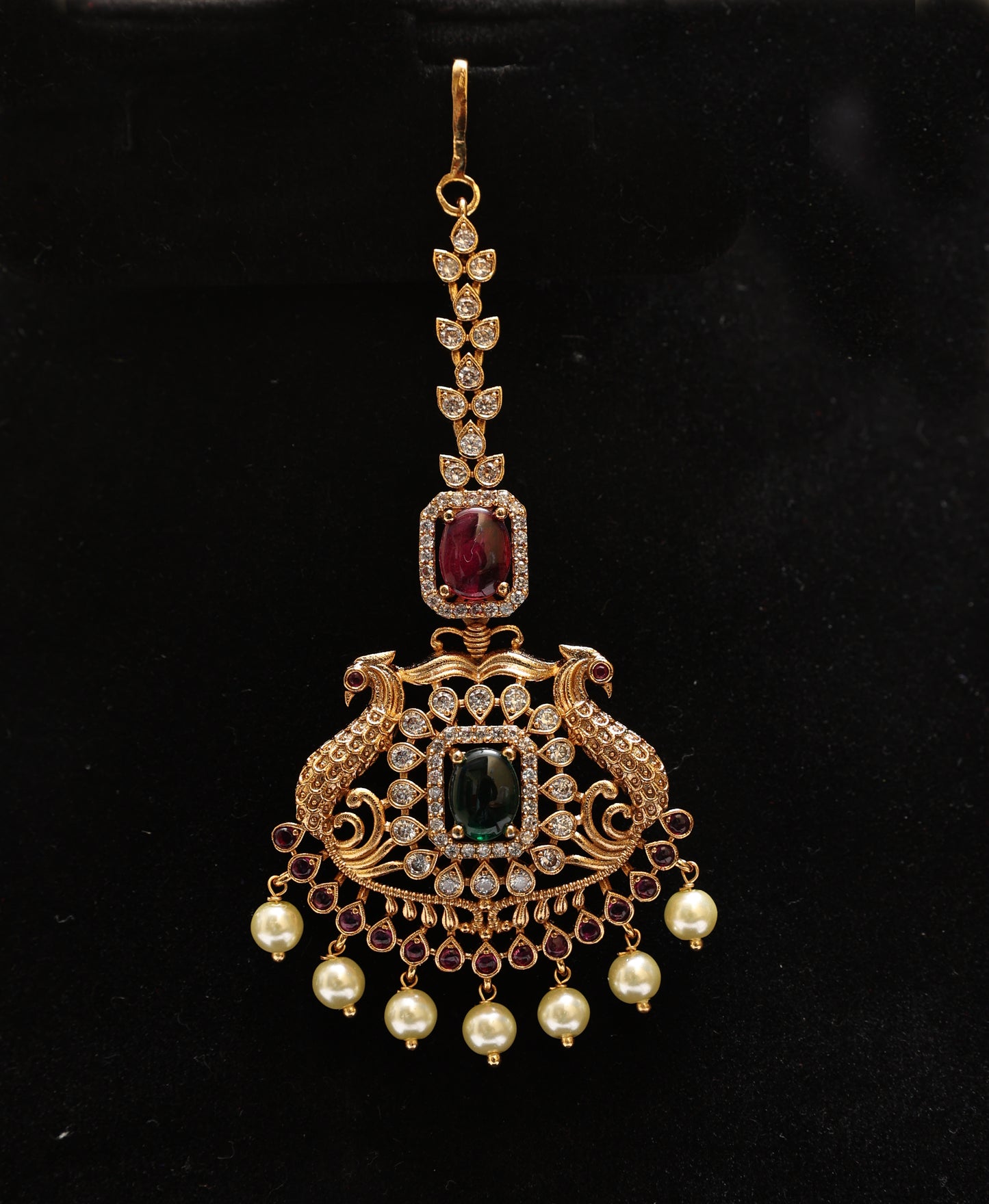 Elegant Peacock Gold Plated Maang Tikka