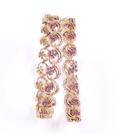 Floral Sparkle Stone Bangles