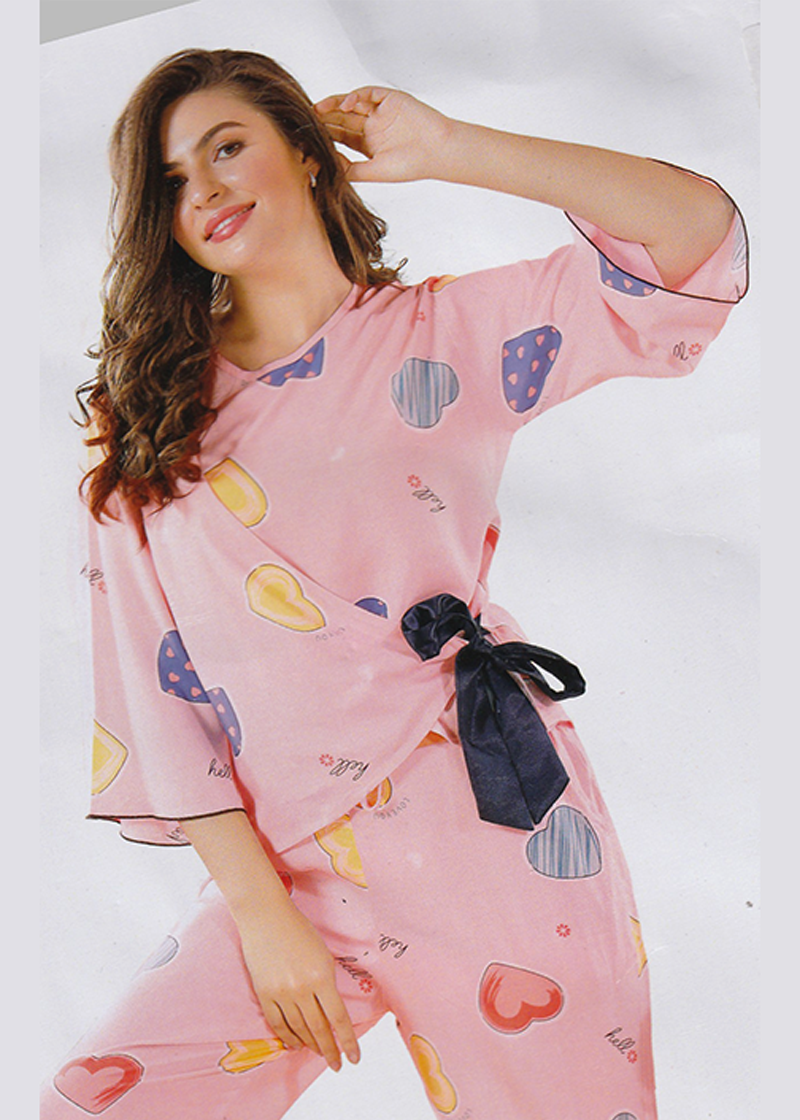 Pink Hearts Night Suit