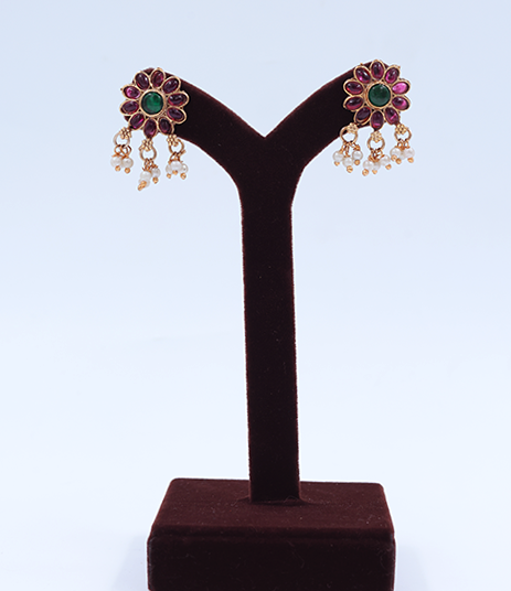 Elegant Ruby Floral Necklace Set