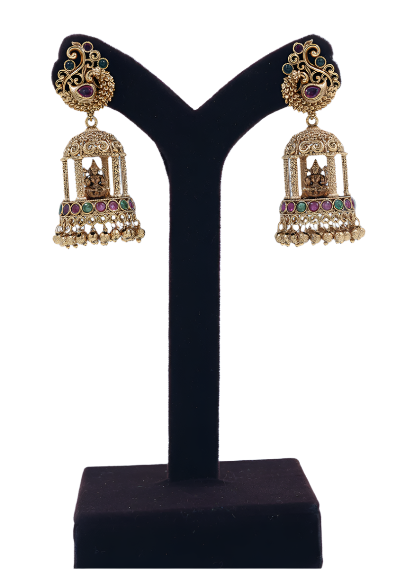 Temple Gopuram Jhumka Earrings