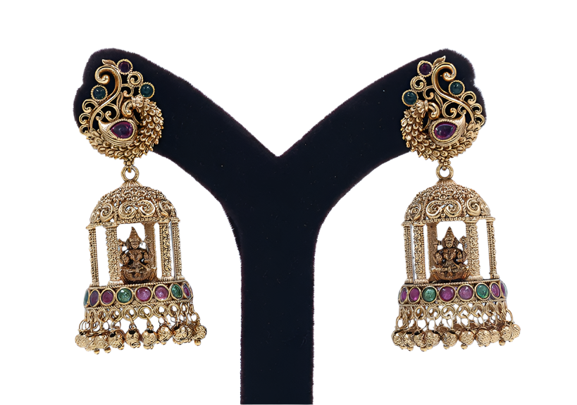 Temple Gopuram Jhumka Earrings