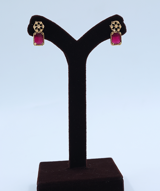 Elegant Emerald-Ruby Block Necklace Set