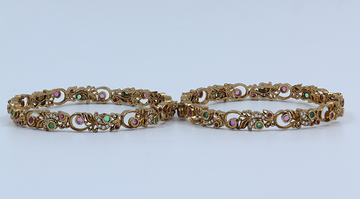 Antique Floral Stone Bangles