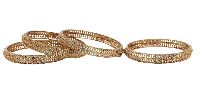 Royal Bloom Gold Coated Bangle Set
