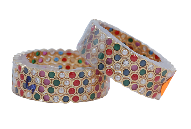 Multicolour Kundan Kada Bangles