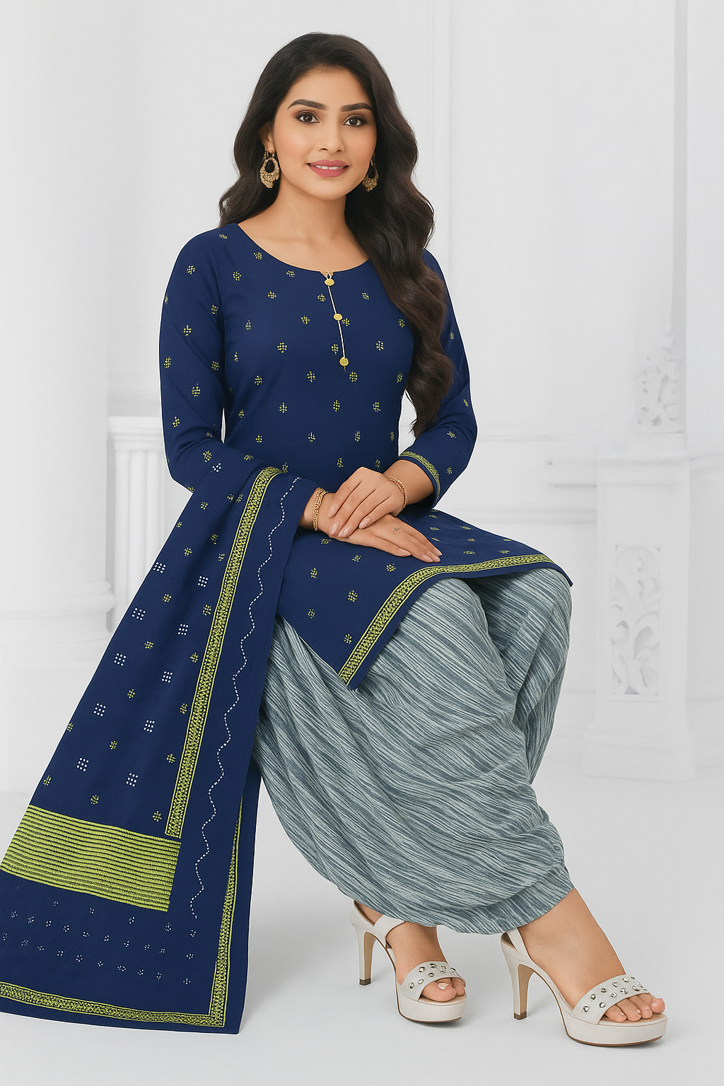 Stunning Navy Blue Kurta Set