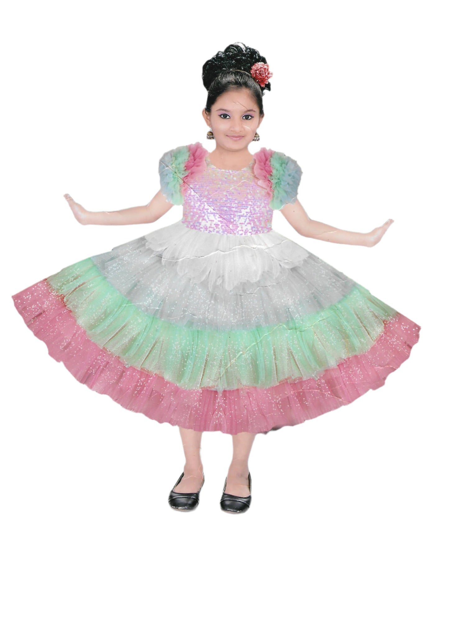 Whimsical Pastel Rainbow Party Dress for Girls