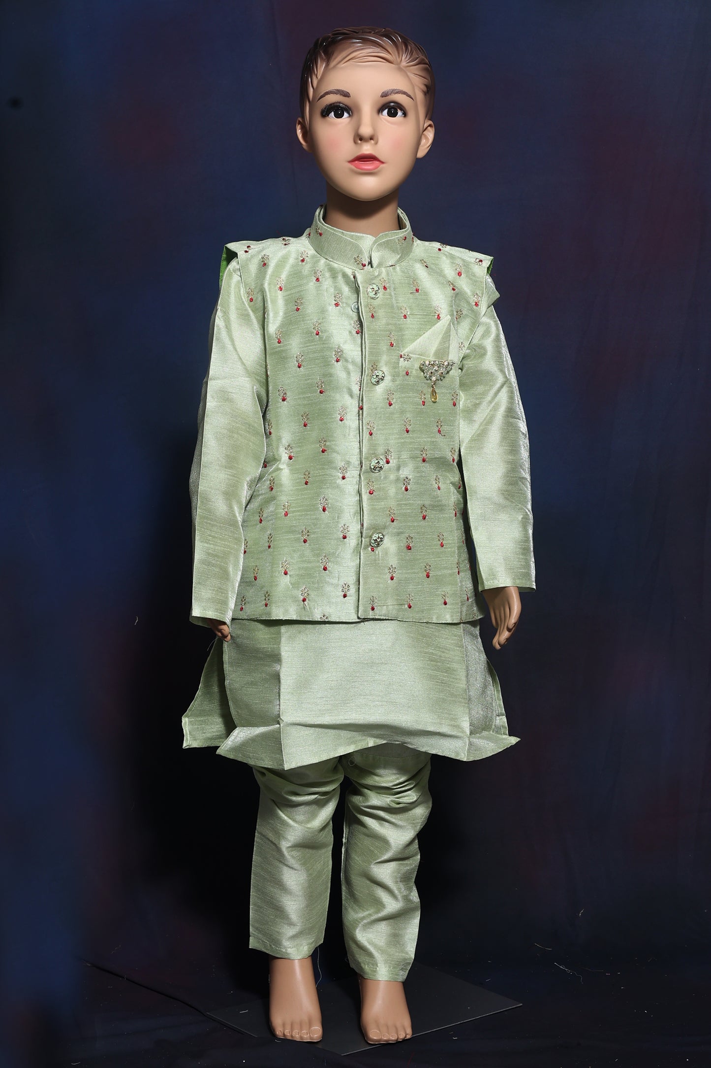Energetic Pastel Green Kurta Set for Boys