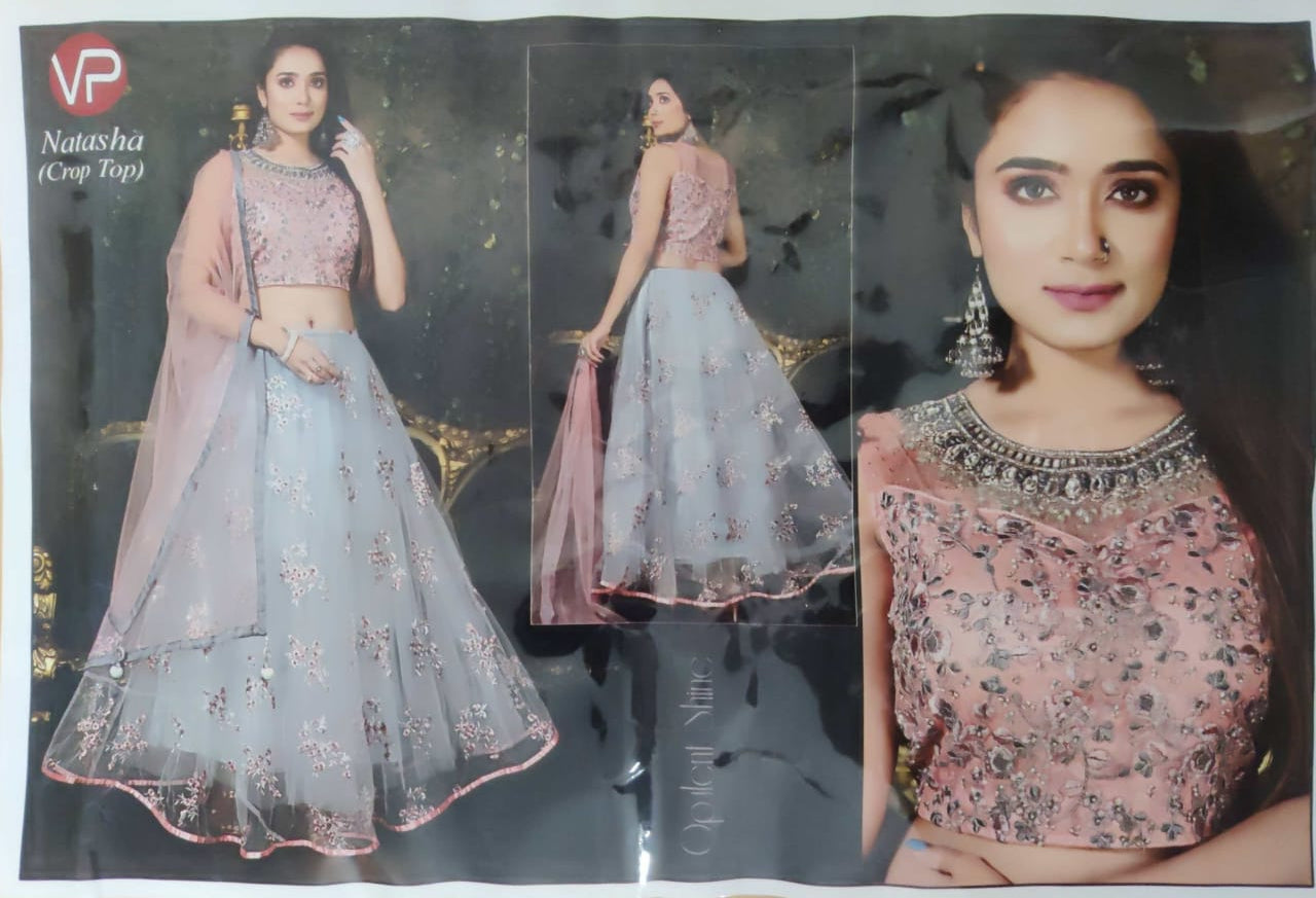 Mystical Pastel Blue Floral Lehenga