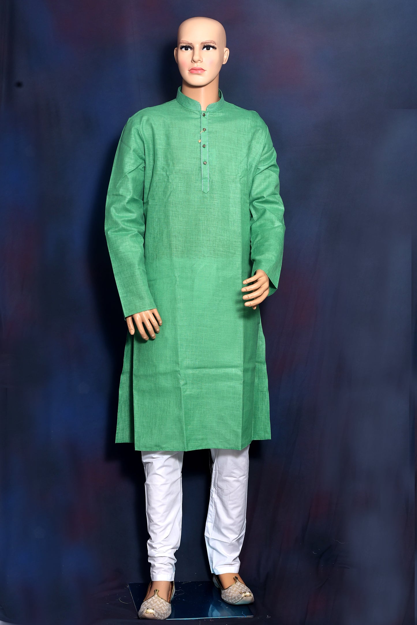 Mens Luminous Green Solid Kurta