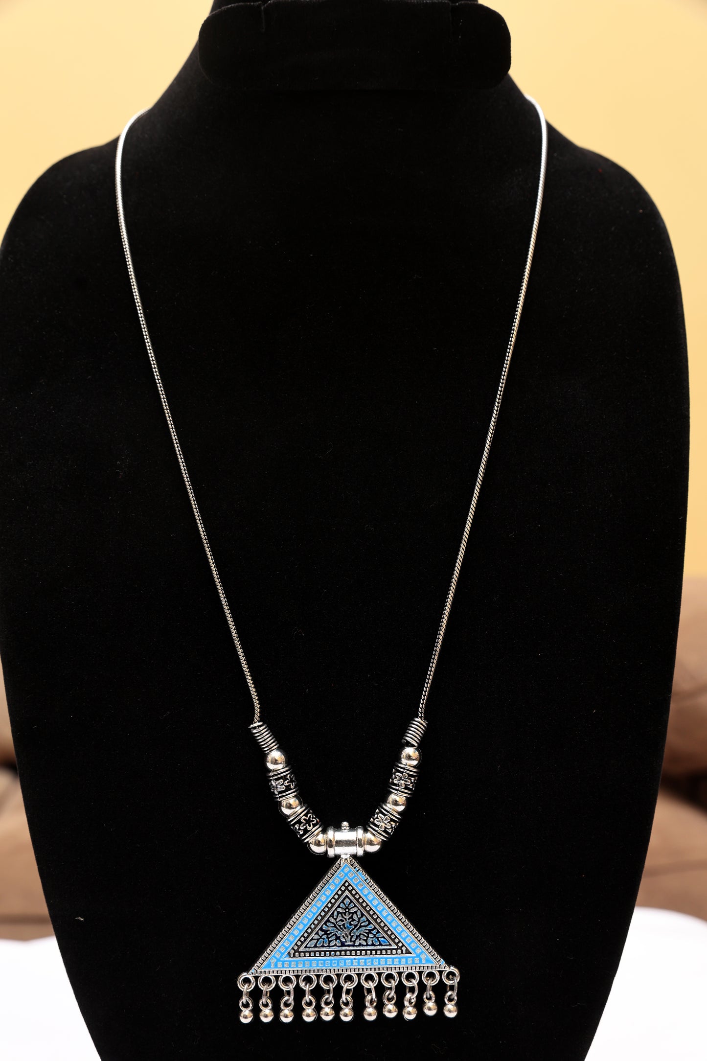 Triangular Enamel Elegance Necklace