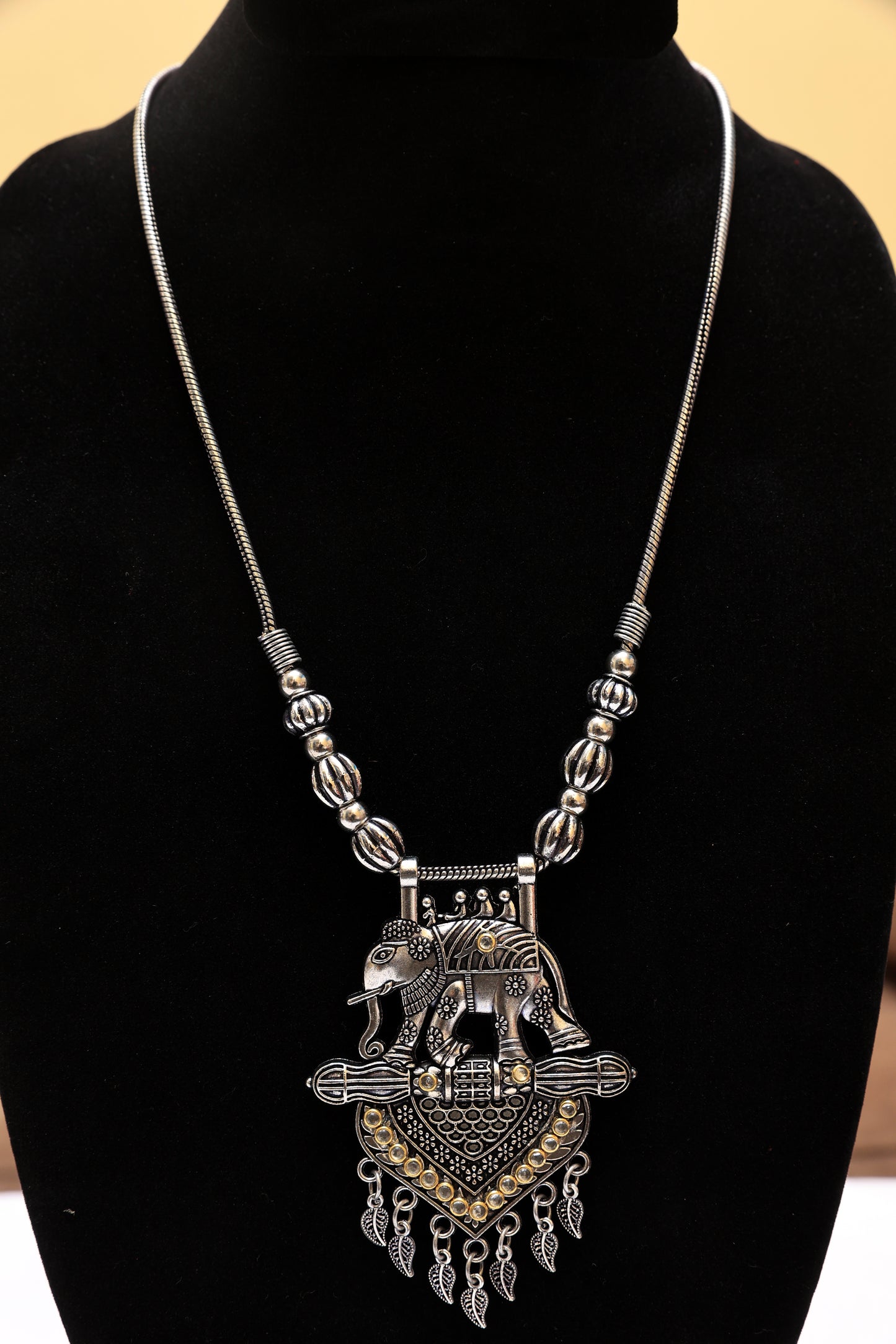 Elephant Motif Oxidized Necklace
