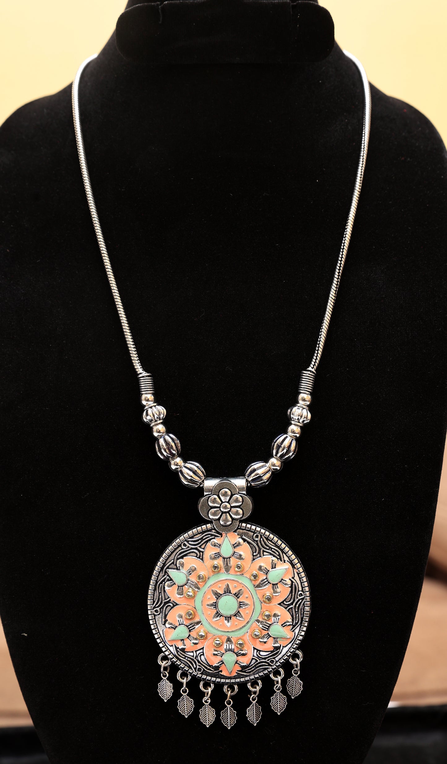 Floral Enamel Oxidized Necklace