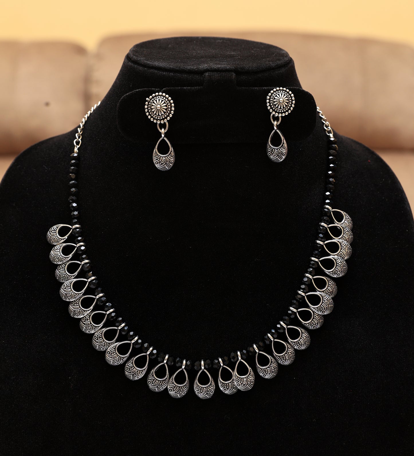 Antique Silver Tone Necklace Set