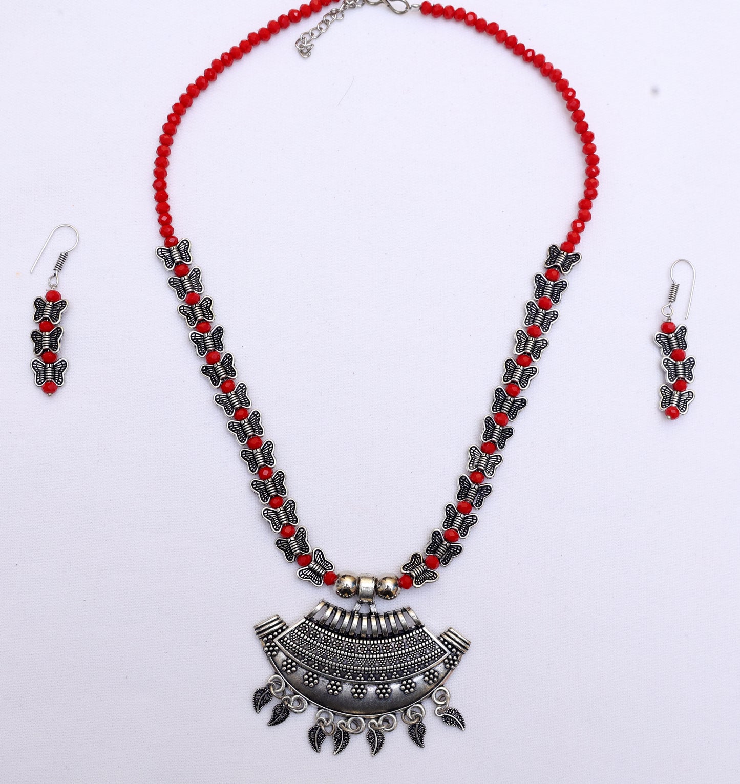 Everlasting Red Blossom Necklace Set