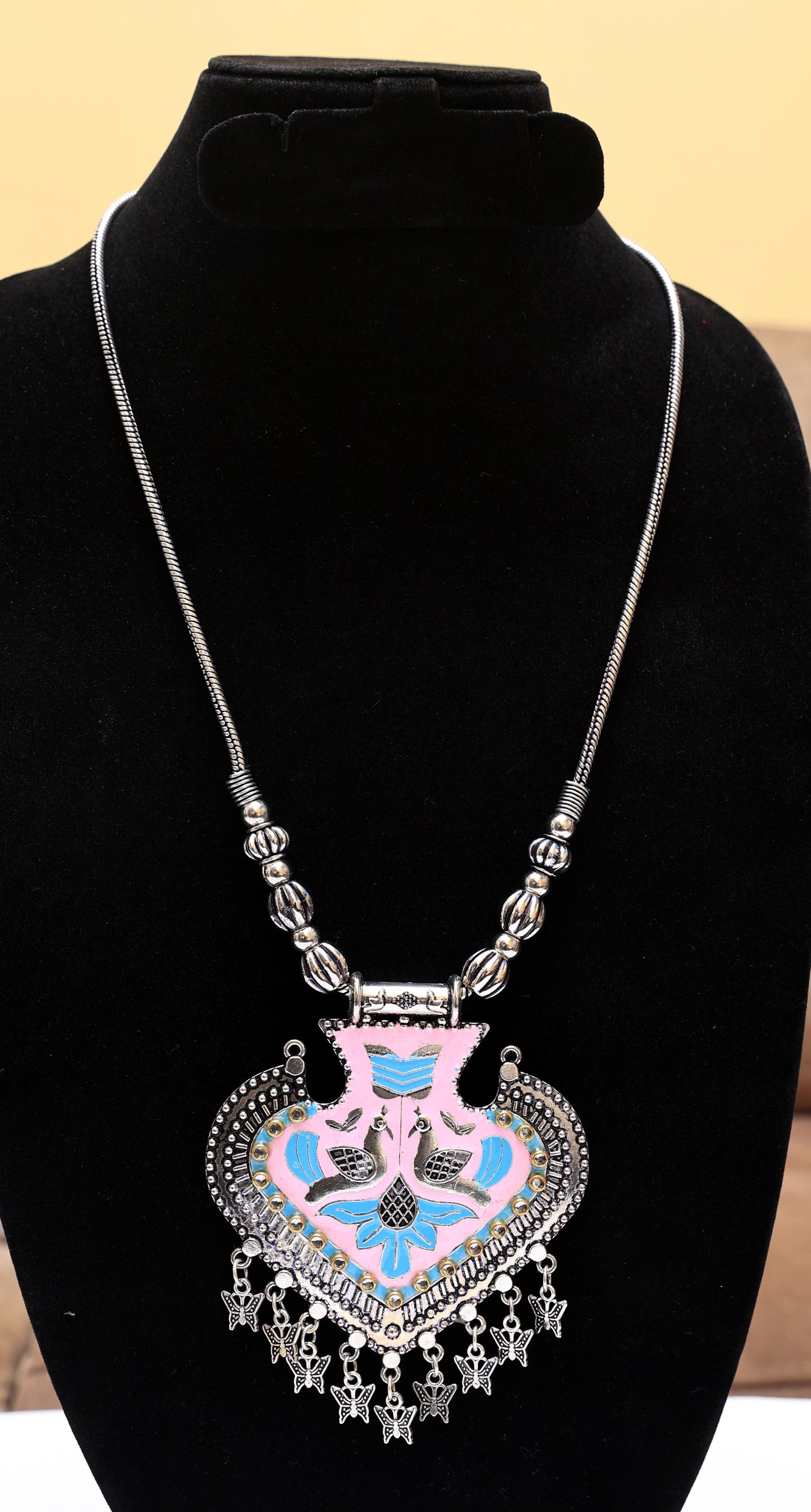 Heart Shaped Peacock Design Necklace