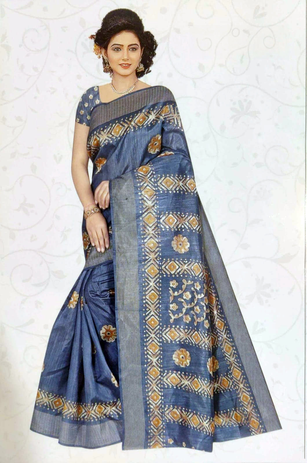 Cement coloured saree