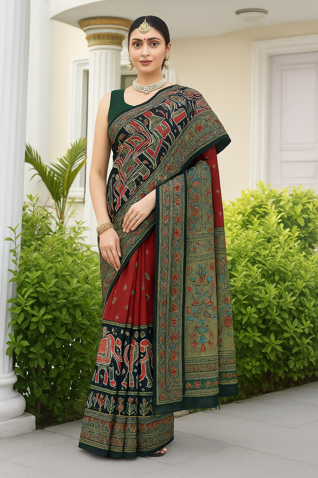 Fierce Red Pre Draped Saree