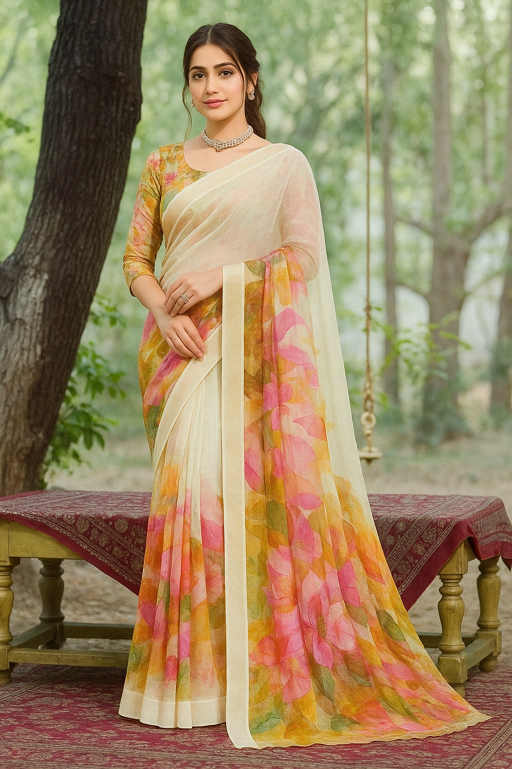 Delicate Almond Pre Draped Saree