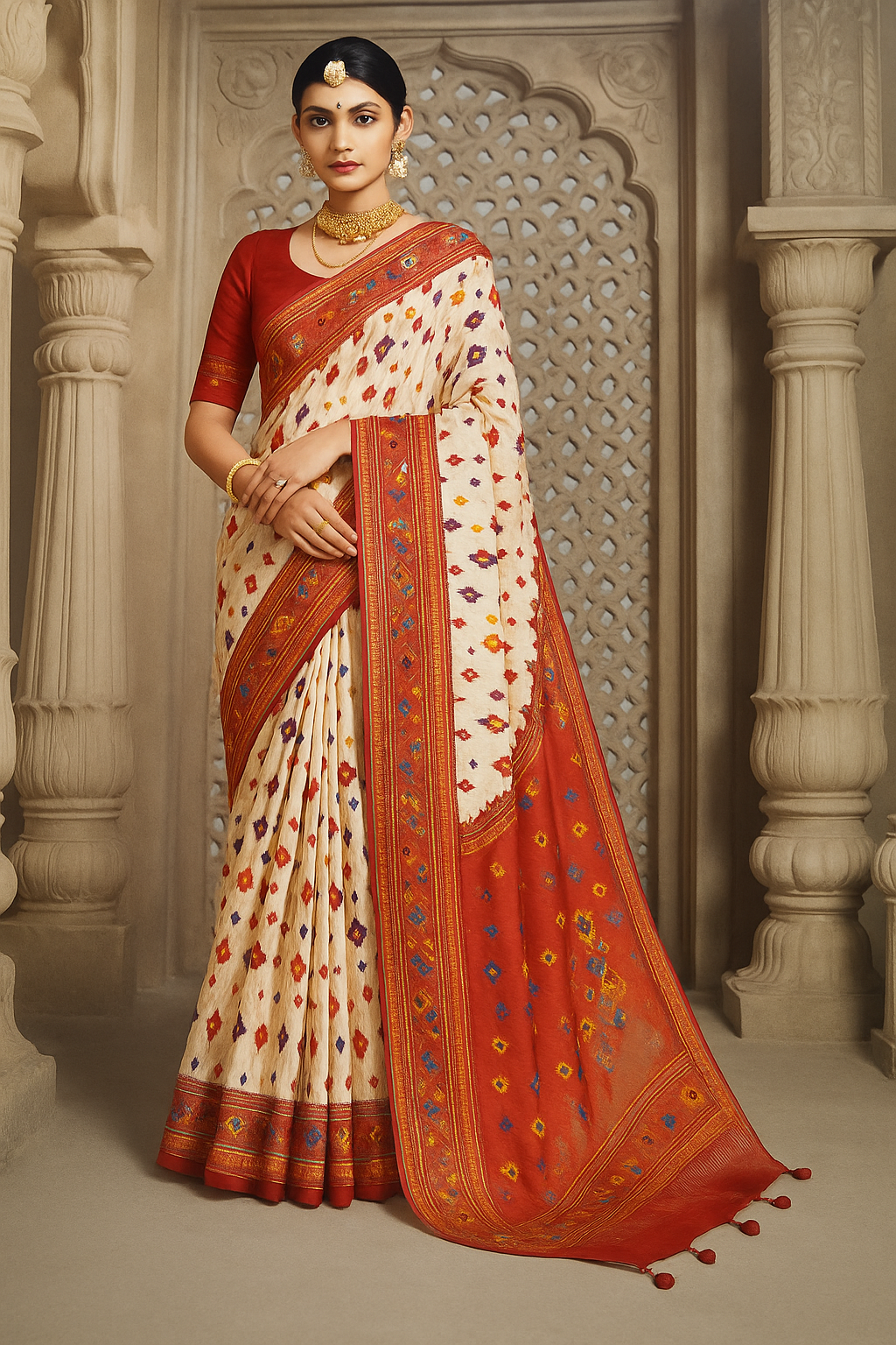 Cream Colored Saree
