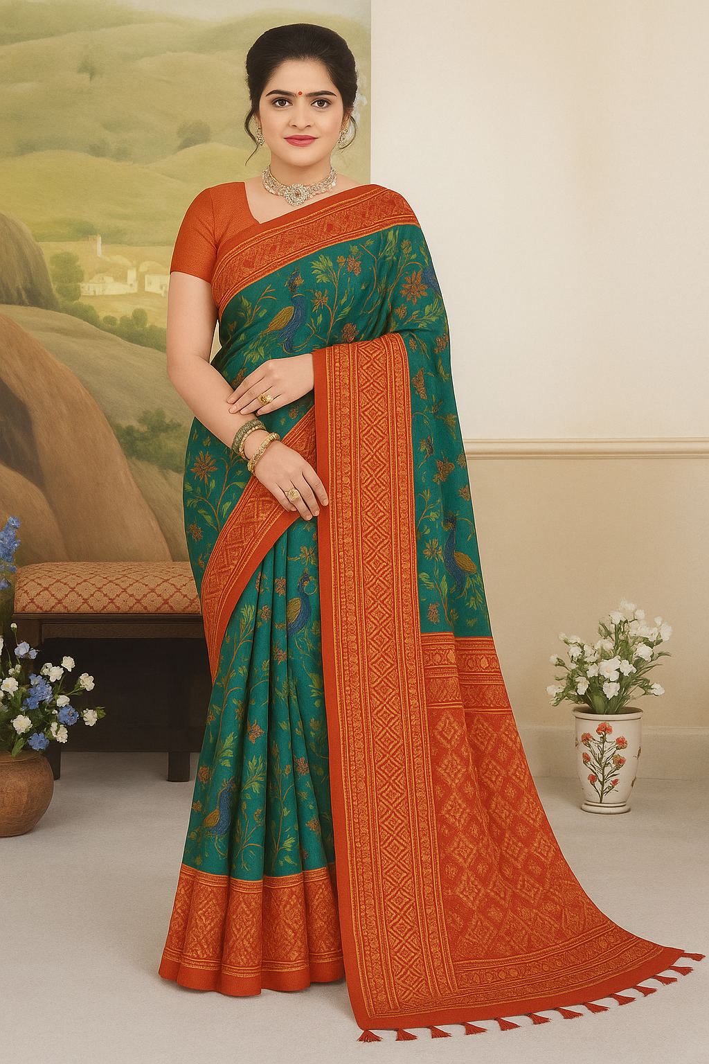 Deep Green Pre Draped Saree