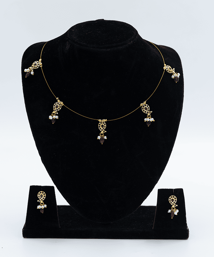 Gold & Pearl Drop Necklace Set