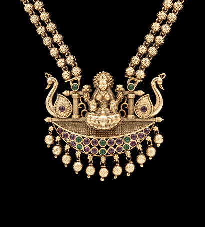 Gold Beaded Pendant Necklace Set