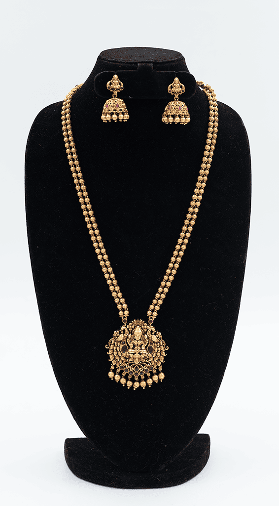 Gold Beaded Goddess Necklace Set
