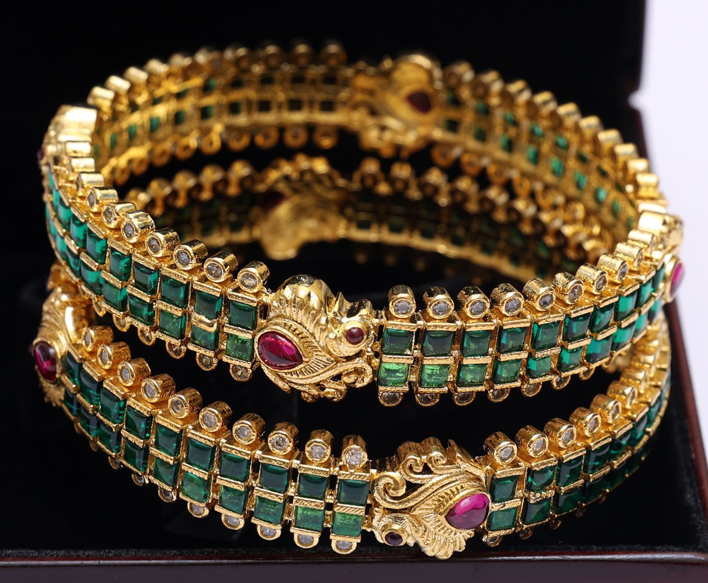 Classy Ethnic Motif Stone Studded Bangles Set