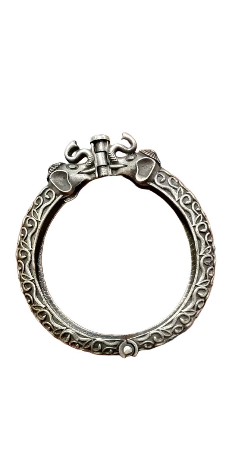 Majestic Elephant Silver Toned Oxidised Bangle