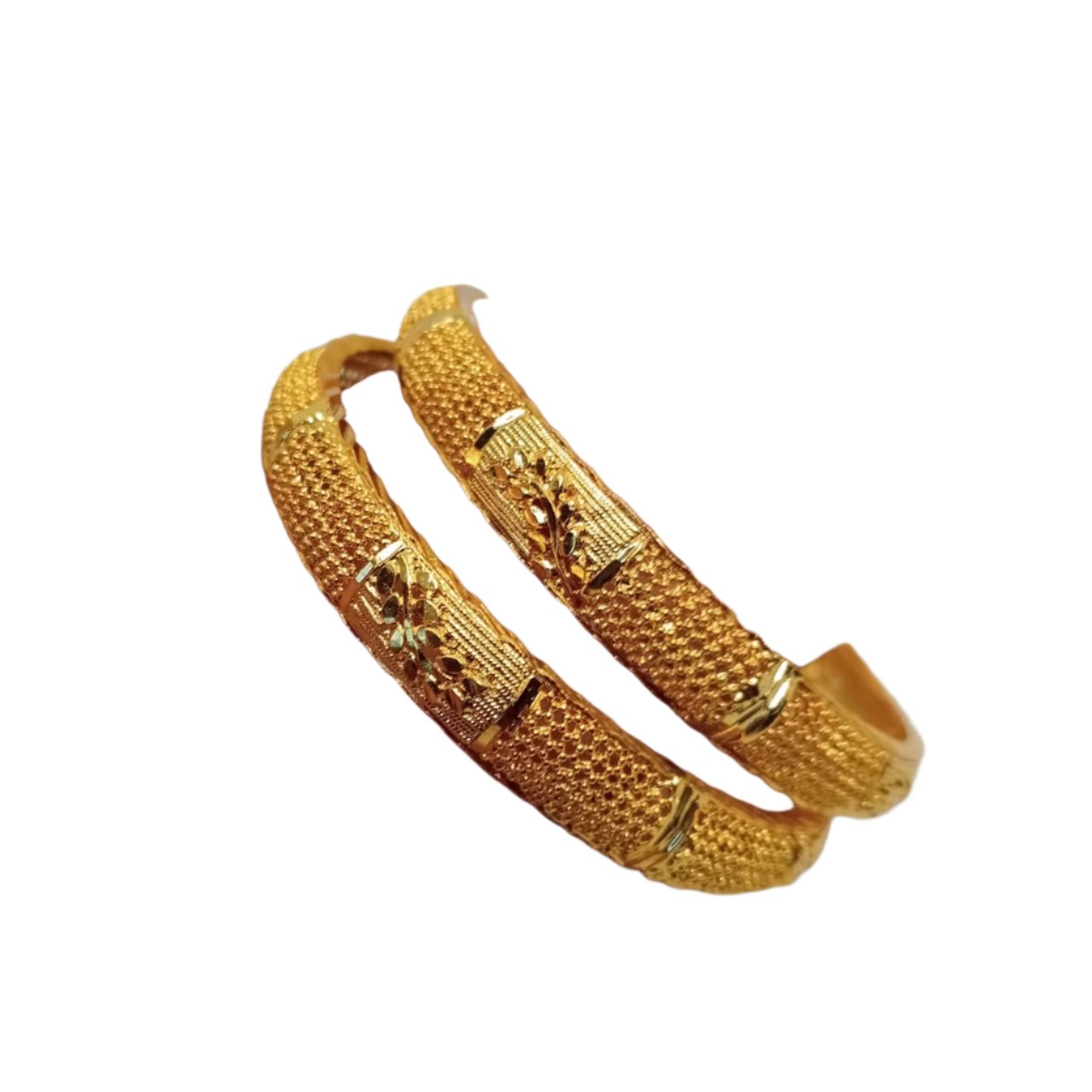 Radiant Floral Filigree Gold Toned Bangles Set