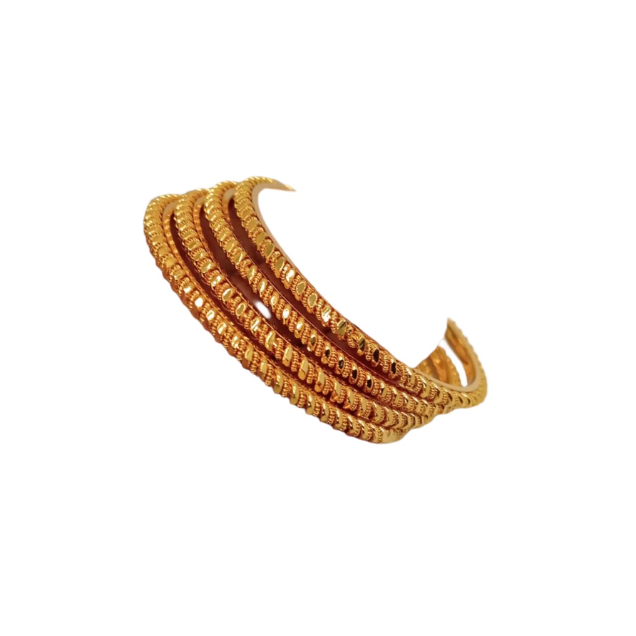 Shimmering Pattern Gold Toned Bangles Set