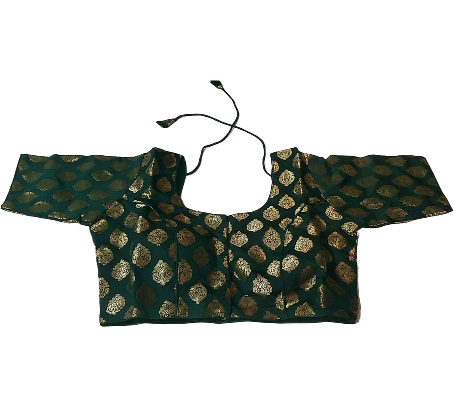 Gleaming Green Blouse with Ethnic Motifs