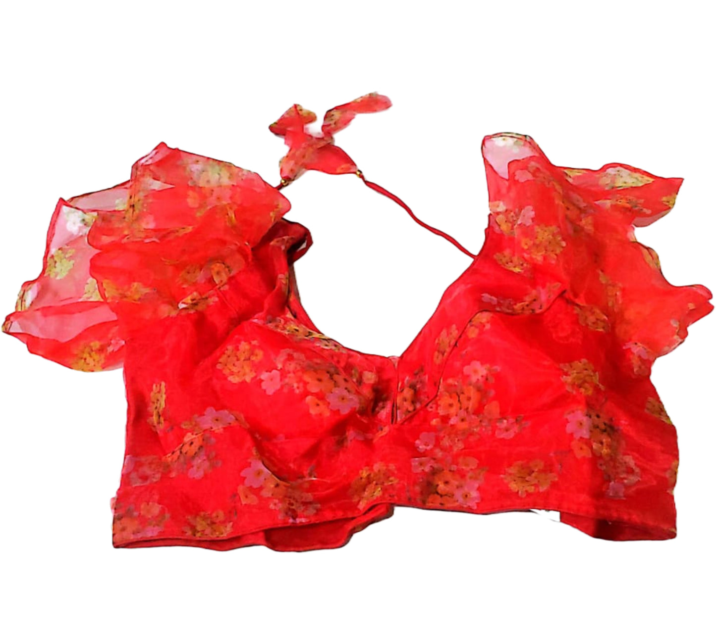 Designer Red Blouse with Floral Print